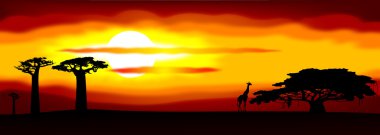 Africa sunset clipart