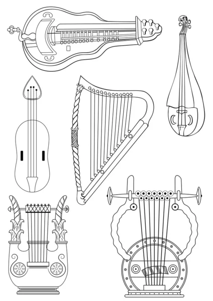 Antike Streichinstrumente - Vektor — Stockvektor
