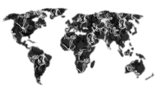 Mapa świata jak dym — Zdjęcie stockowe