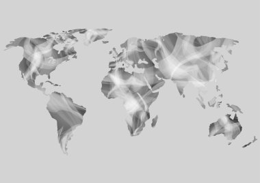 World map looks like smoke clipart