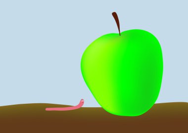 Worm and big apple clipart