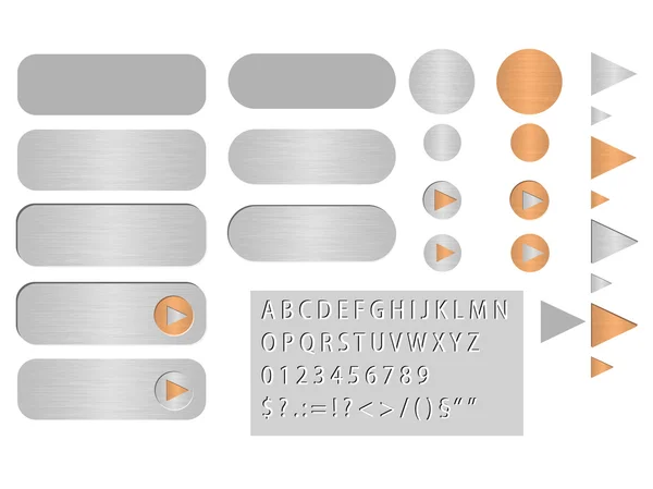 Vector buttons polished steel — Stockvector