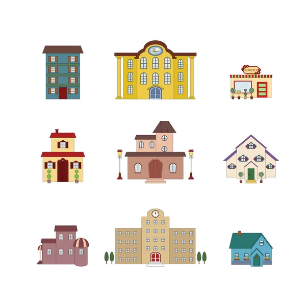 Cartoon isolated buildings — Stock Vector