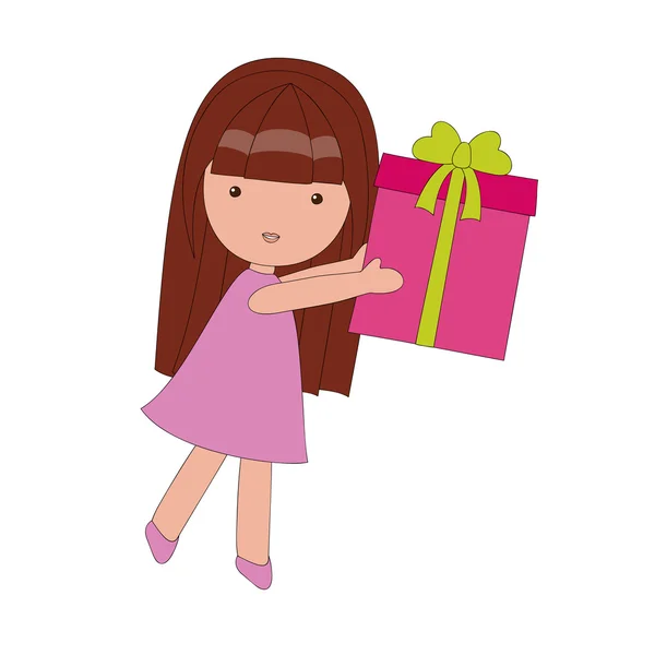 Bir hediye ile küçük kız — Stok Vektör