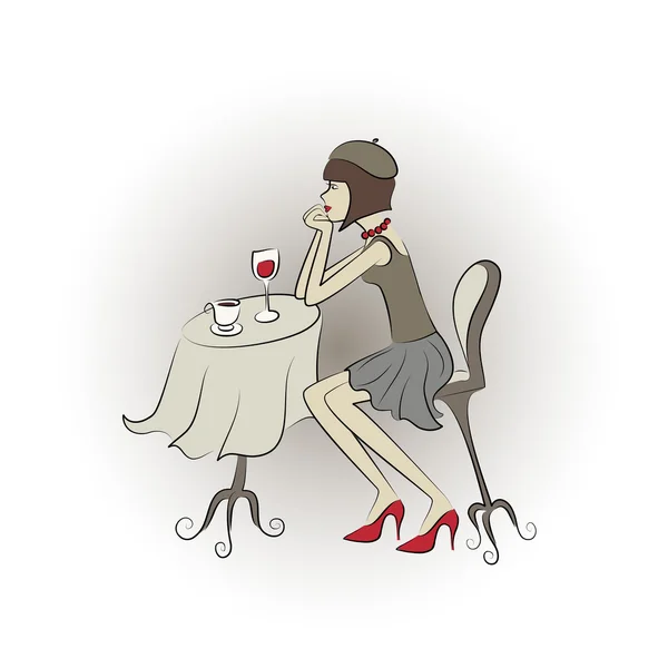 Femme au restaurant — Image vectorielle