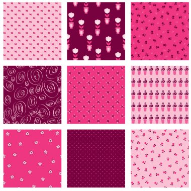 Nine pink floral backdrops clipart