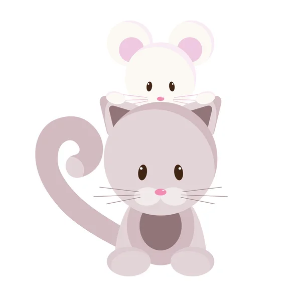 고양이 마우스 — 스톡 벡터