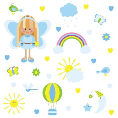 Cute blue sky set clipart