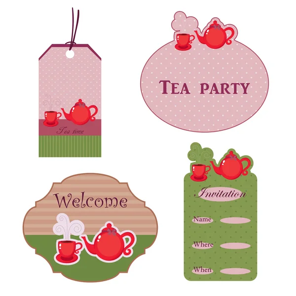 Cute stickers for tea time — Stock Vector