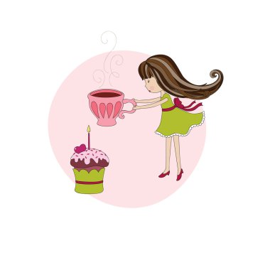 Little girl on birthday clipart