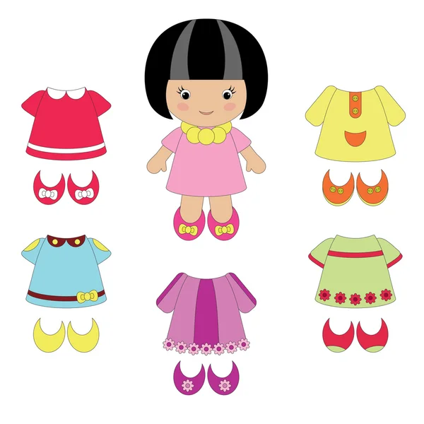 Kleines Mädchen mit ihrer Kleidung — Stockvektor