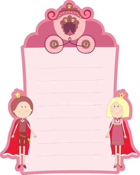 Carta con principessa e principe — Vettoriale Stock