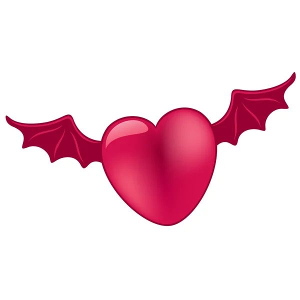 Рожеве серце з темно-рожевими крилами — стоковий вектор