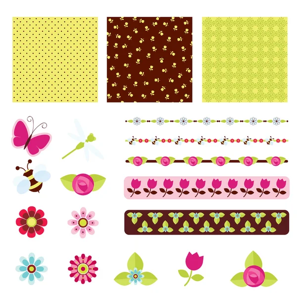 Floral digital scrapbooking Stock Illustration