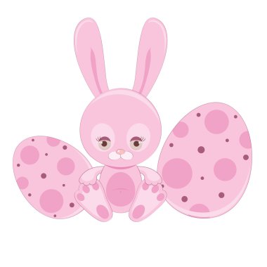 Easter bunny with eggs clipart