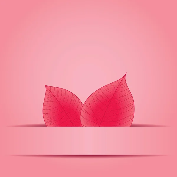 葉とピンクの壁紙 — ストックベクタ