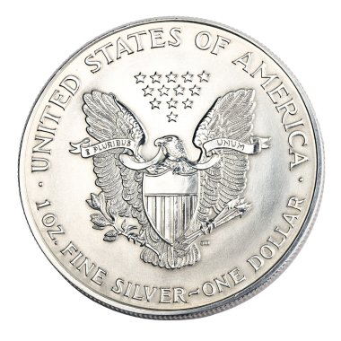 Silver one dollar coin clipart