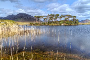 Connemara dağ ve göl manzarası