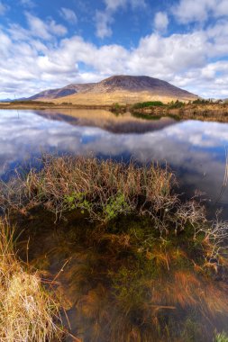 Connemara dağ ve göl manzarası