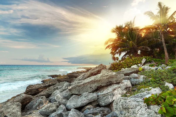 令人惊叹的日落在加勒比海 — 图库照片
