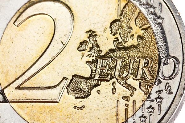 Gros plan sur deux pièces en euros — Photo