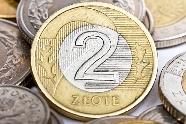 Monete zloty polacche — Foto Stock