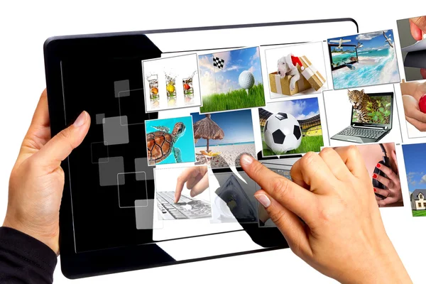 Multimedia-Streaming auf dem Tablet-Bildschirm — Stockfoto