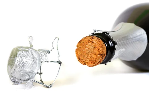 Fles champagne met kurk — Stockfoto