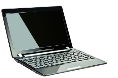 Black netbook isolated on white clipart