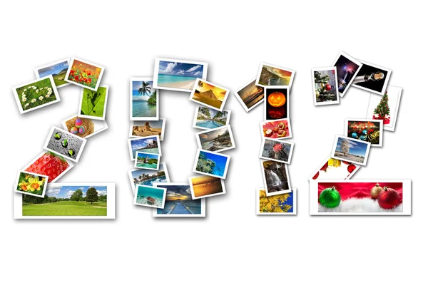 2012 sign made by collage of pictures — Stock Photo, Image