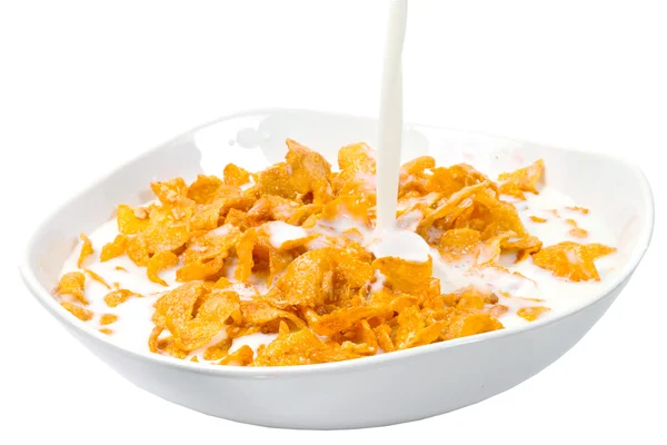 Cornflakes und Milchfrühstück — Stockfoto