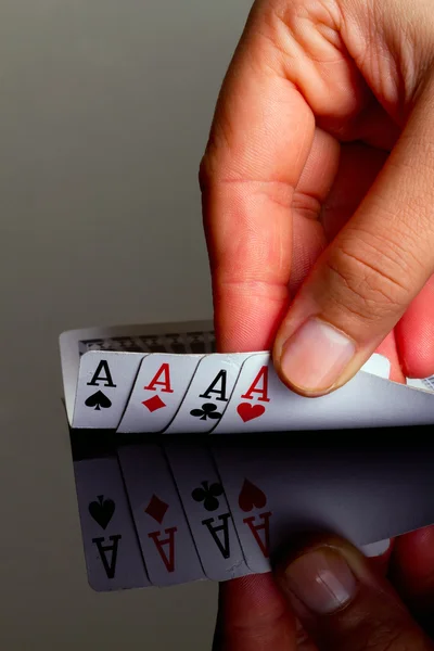 Four aces in the hand — Stock Photo, Image