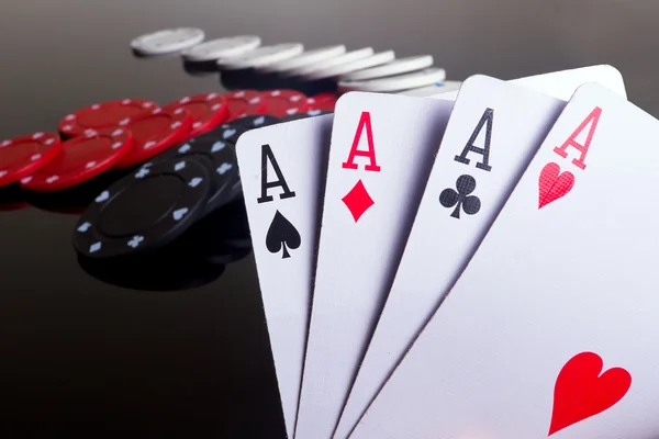 Four aces in poker — Stock Photo, Image
