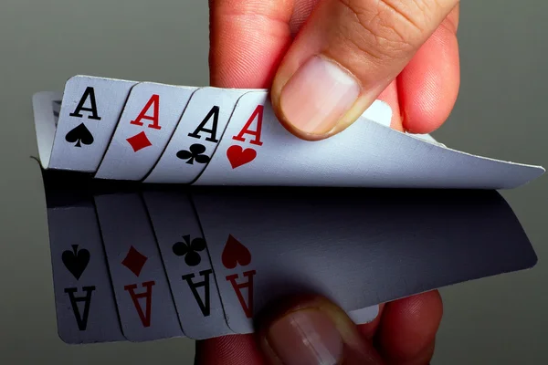 Four aces in the hand — Stock Photo, Image