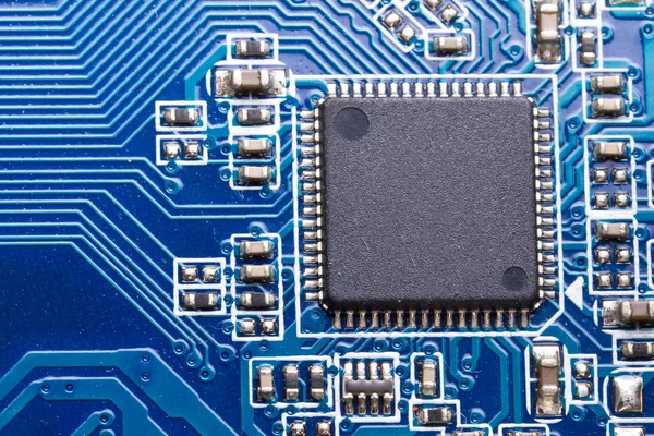 Micro chip on the computer motherboard — Stock Photo, Image