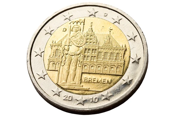 2 ユーロ硬貨の逆 — ストック写真
