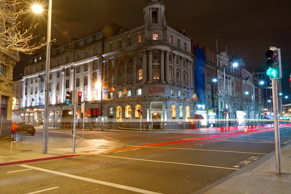O'Connell street in Dublin at night — Stock Photo, Image