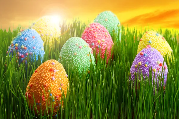 Colorate uova di Pasqua decorate — Foto Stock