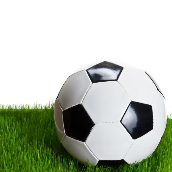 Soccer ball on grass — Stock Photo, Image