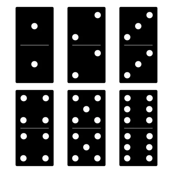 Domino set negru vector ilustrație pe fundal alb — Vector de stoc