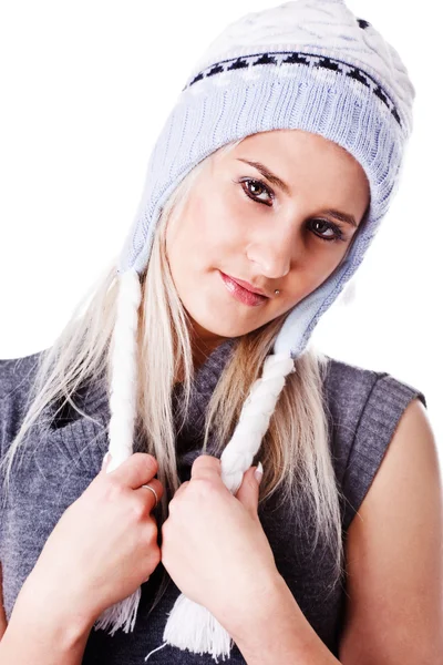 Immagine di bella donna in cappello invernale — Foto Stock