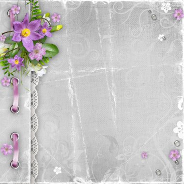 Vintage paper cover with spring flowers clipart