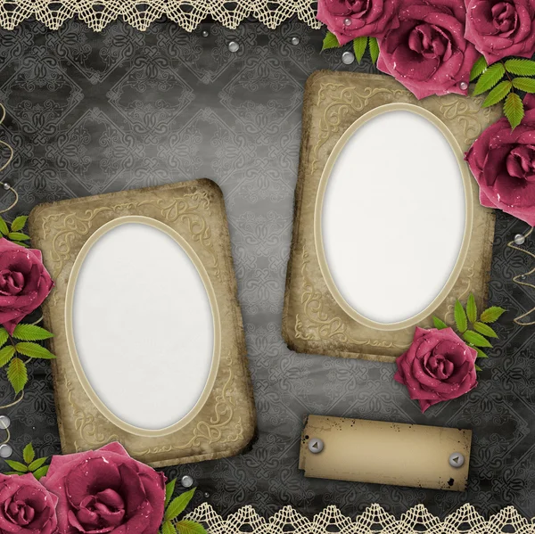 Two frames on vintage background — Stock Photo, Image