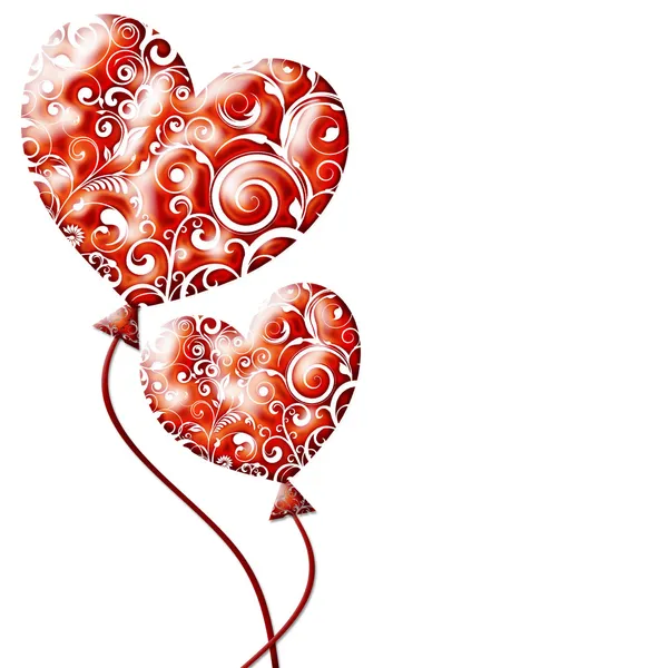 Ballon 흰색 배경에 고립으로 빨간 발렌타인 하트 — 스톡 사진