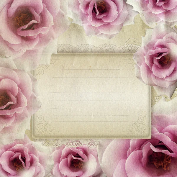 A kártyát szerencsekívánat vagy meghívás rózsákkal — Stock Fotó