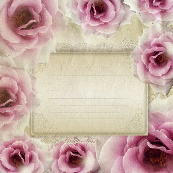 stock image Card for congratulation or invitation with roses