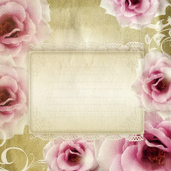 Карточка для поздравления или приглашение с розами — стоковое фото