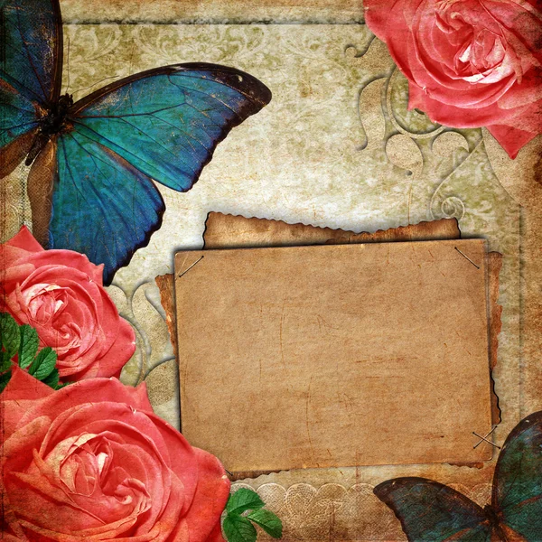 Tarjeta vintage para las vacaciones con flor en el fondo abstracto — Foto de Stock
