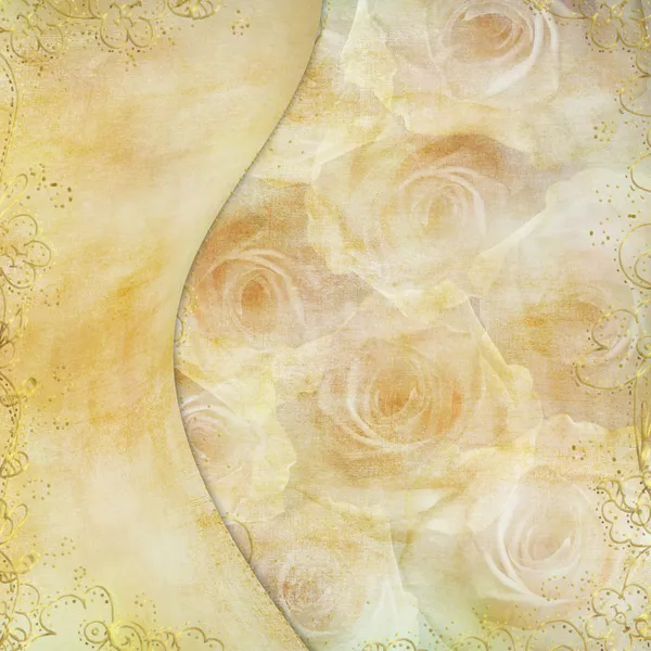 Золотая открытка с красивыми розами — стоковое фото