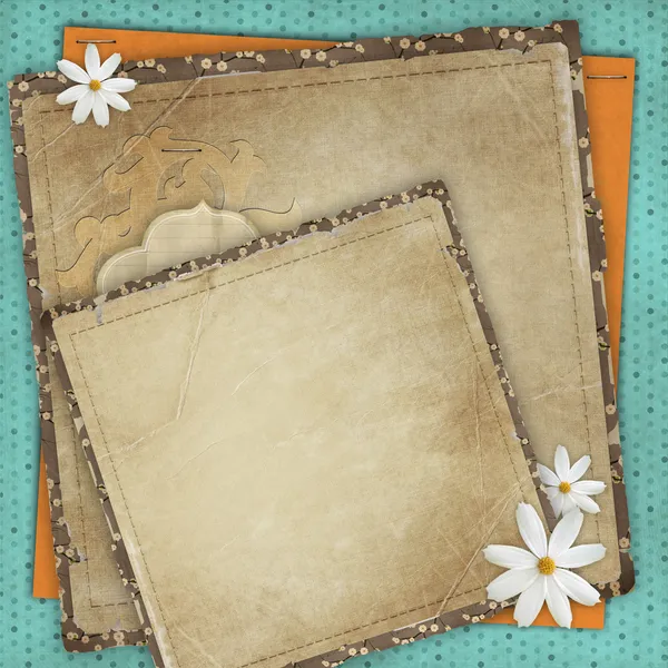 Cartão vintage para o feriado com molduras, flores na abstrac — Fotografia de Stock
